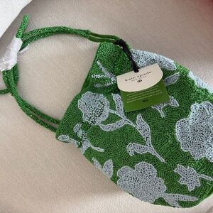 Kate Spade Green and White Beaded Shoulder Bag